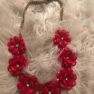 Chunky red flower necklace